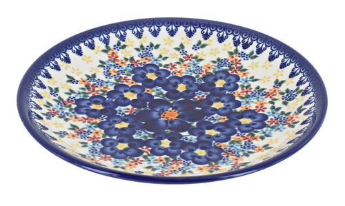 Polish Pottery Blue Dahlia Dessert Plate