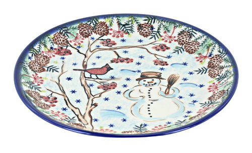 Polish Pottery Little Snowman Dessert Plate