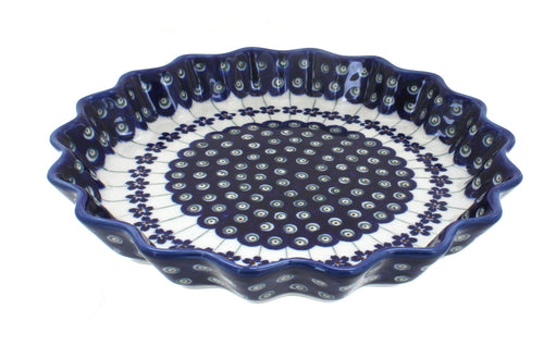 Polish Pottery Flowering Peacock Quiche Dish