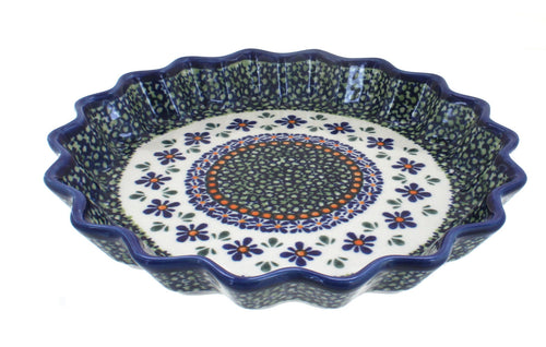 Polish Pottery Mosaic Flower Quiche Dish