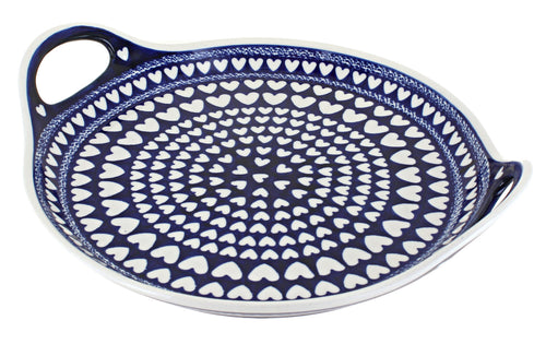 Polish Pottery Valentina Round Serving Tray with Handles