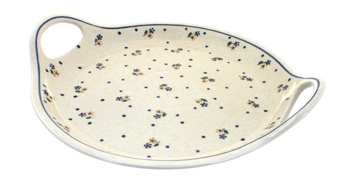 Polish Pottery Country Meadow Round Serving Tray with Handles