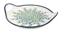 Polish Pottery Porcelain Vine Round Serving Tray with Handles