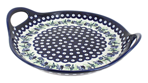 Polish Pottery Sweet Annie Round Serving Tray with Handles