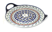 Polish Pottery Evergreen Round Tray with Handles
