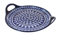 Polish Pottery Winter Nights Round Serving Tray with Handles