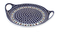 Polish Pottery Nature Round Serving Tray with Handles