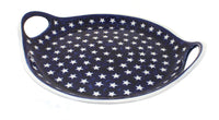 Polish Pottery Stars Round Serving Tray with Handles