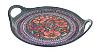 Polish Pottery Jungle Flower Round Serving Tray with Handles
