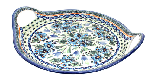 Polish Pottery Ballina Round Serving Tray with Handles