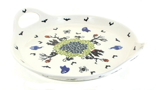 Polish Pottery Monster Mash Round Tray with Handles