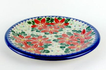 Poinsettia Dinner Plate Polish Pottery