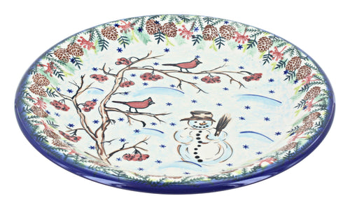 Polish Pottery Little Snowman Dinner Plate