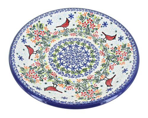 Polish Pottery Winter Cardinal Dinner Plate