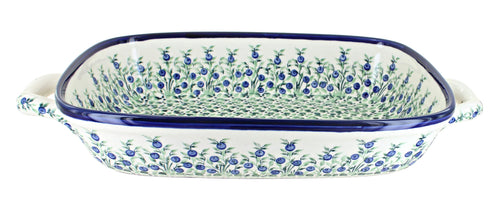 Polish Pottery Porcelain Vine Large Baker with Handles
