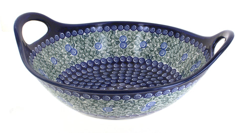 Polish Pottery Seaside Swirl Deep Bowl With Handles
