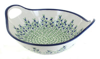 Polish Pottery Porcelain Vine Deep Bowl with Handles