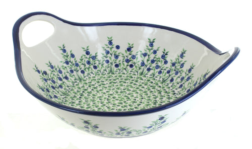 Polish Pottery Porcelain Vine Deep Bowl with Handles