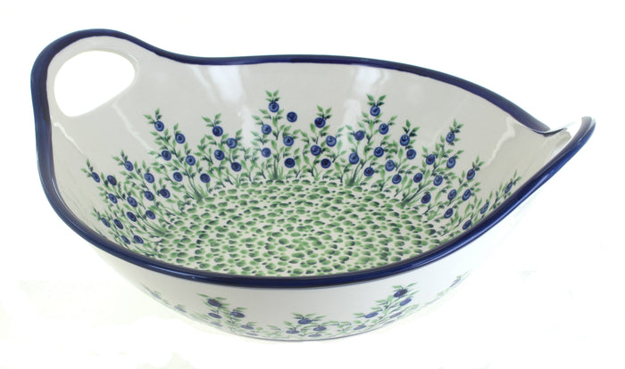 Polish Pottery Porcelain Vine Deep Bowl with Handles