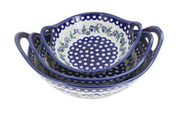 Polish Pottery Sweet Annie Serving Bowl Set with Handles