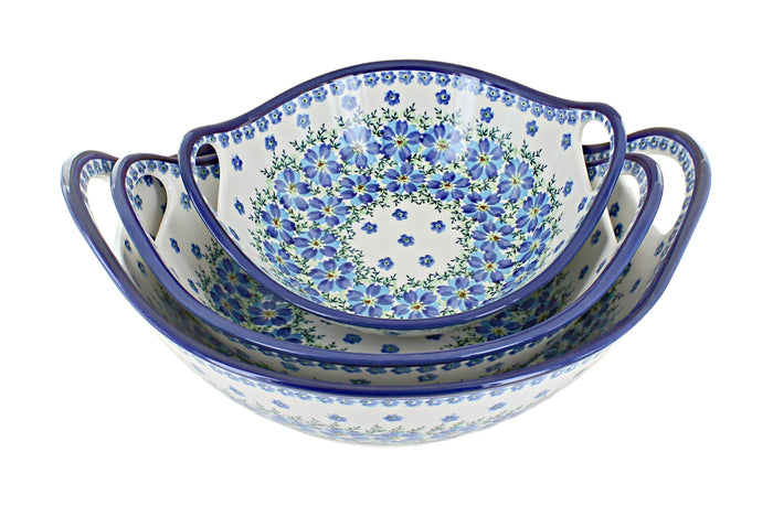 Polish Pottery Kalina Serving Bowl Set with Handles