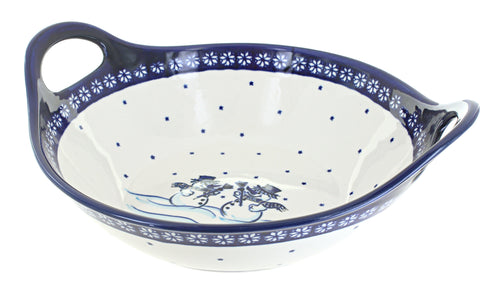 Polish Pottery Frosty Friend Deep Bowl with Handles