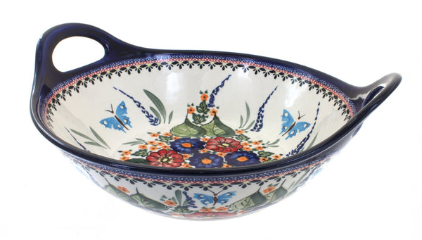 Floral Butterfly Deep Bowl with Handles