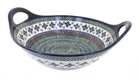Polish Pottery Mosaic Flower Deep Bowl with Handles