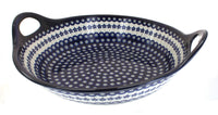 Polish Pottery Flowering Peacock Large Deep Bowl with Handles
