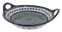Polish Pottery Mosaic Flower Large Deep Bowl with Handles