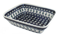 Polish Pottery Peacock Medium Deep Baker