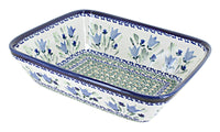 Polish Pottery Blue Tulip Medium Deep Baker