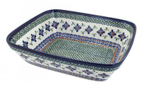 Polish Pottery Mosaic Flower Medium Deep Baker