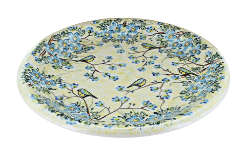 Polish Pottery Bluebird Garden Large Round Platter