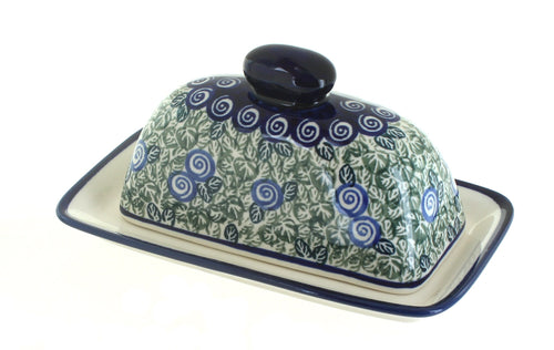 Polish Pottery Seaside Swirl Butter Dish