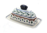 Polish Pottery Evergreen Butter Dish