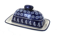 Polish Pottery Winter Nights Butter Dish