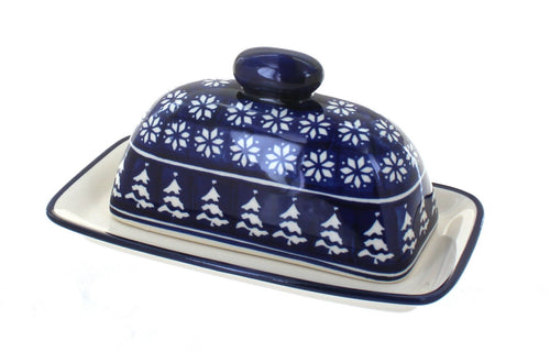 Polish Pottery Winter Nights Butter Dish