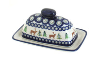Polish Pottery Reindeer Pine Butter Dish