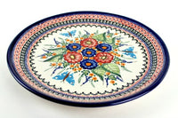 Floral Butterfly Large Round Platter Polish Pottery