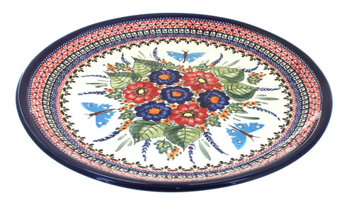 Polish Pottery Floral Butterfly Large Round Platter