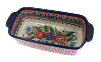 Floral Butterfly Loaf Baker Polish Pottery