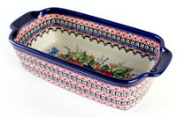 Floral Butterfly Loaf Baker Polish Pottery