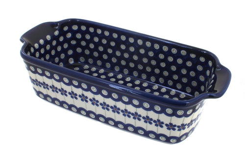 Polish Pottery Flowering Peacock Loaf Baker