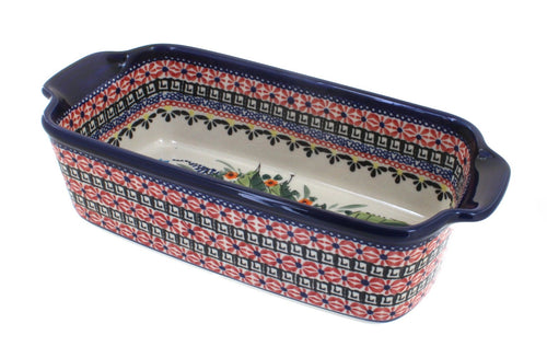 Polish Pottery Floral Butterfly Loaf Baker