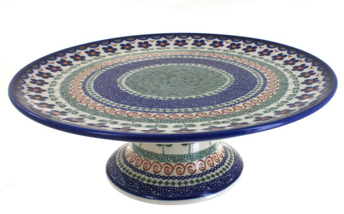 Polish Pottery Aztec Flower Cake Plate
