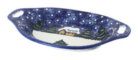 Polish Pottery Winter Forest Oval Dish with Handles