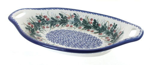 Polish Pottery Berry Oval Dish with Handles