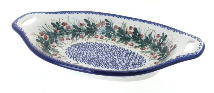 Polish Pottery Berry Oval Dish with Handles