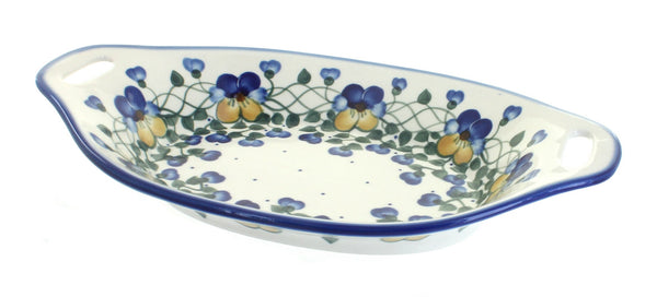 Pansies Oval Dish with Handles